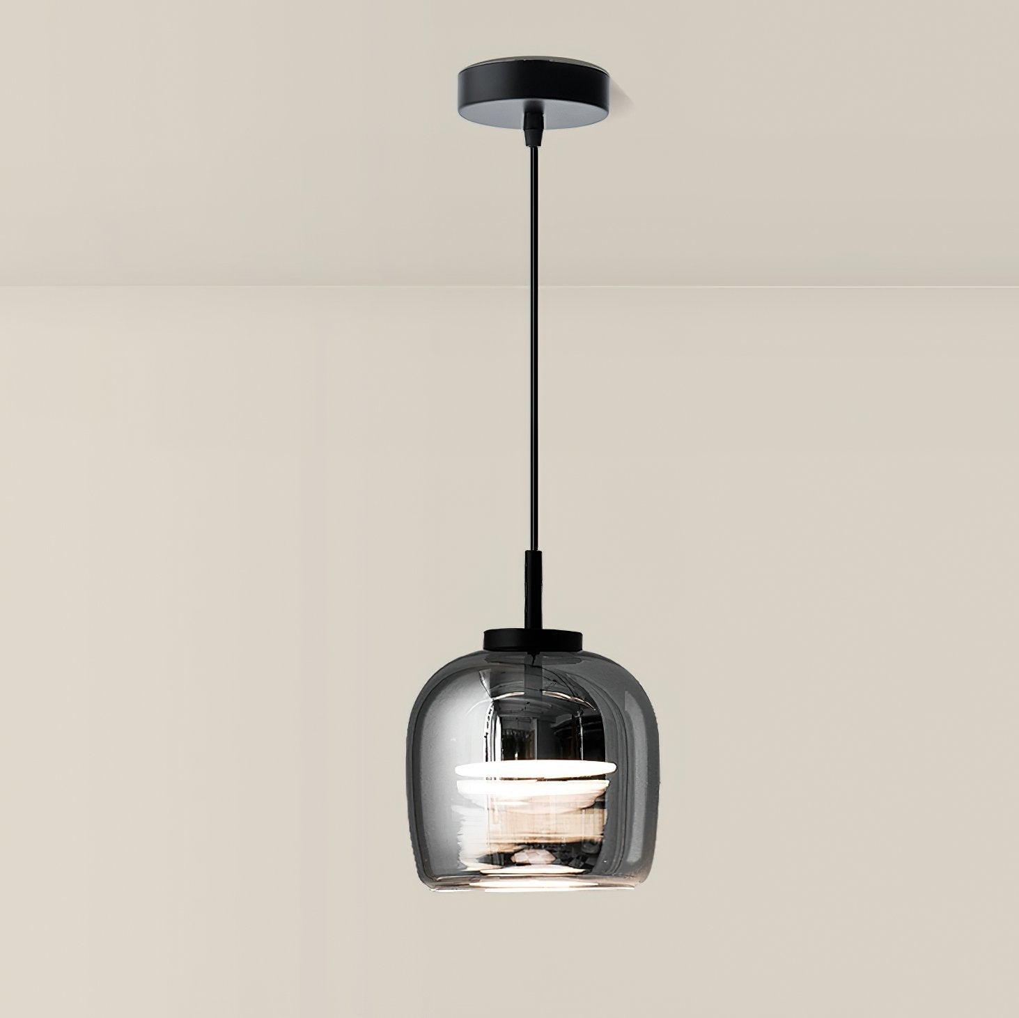 modern-smoke-gray-glass-drum-pendant-light-with-3-color-changing-led-technology
