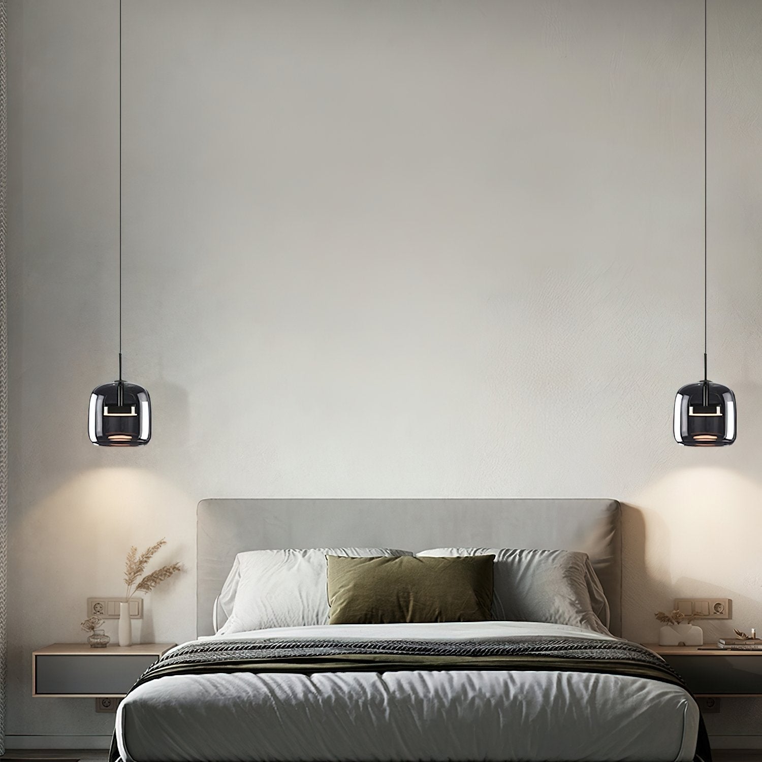 modern-smoke-gray-glass-drum-pendant-light-with-3-color-changing-led-technology