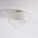 Modern Opaque Glass Feather Flush Mount Ceiling Light with Copper Plated Frame