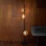 Elegant Handcrafted Glass Petal Standing Floor Lamp with Modern Melt Lava Effect Shades