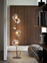 Elegant Handcrafted Glass Petal Standing Floor Lamp with Modern Melt Lava Effect Shades
