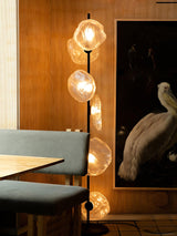 Elegant Handcrafted Glass Petal Standing Floor Lamp with Modern Melt Lava Effect Shades