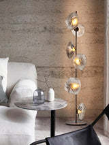 Elegant Handcrafted Glass Petal Standing Floor Lamp with Modern Melt Lava Effect Shades