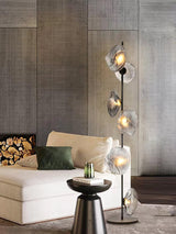 Elegant Handcrafted Glass Petal Standing Floor Lamp with Modern Melt Lava Effect Shades