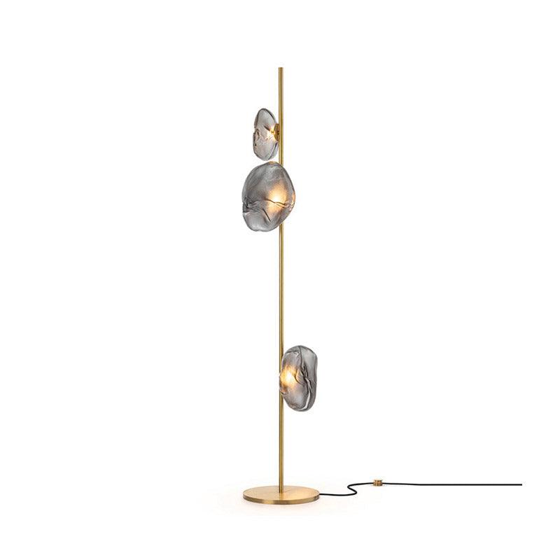 Elegant Handcrafted Glass Petal Standing Floor Lamp with Modern Melt Lava Effect Shades
