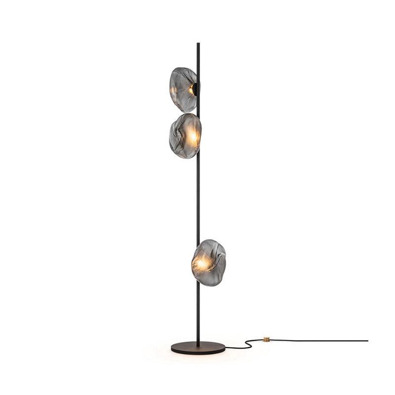 Elegant Handcrafted Glass Petal Standing Floor Lamp with Modern Melt Lava Effect Shades
