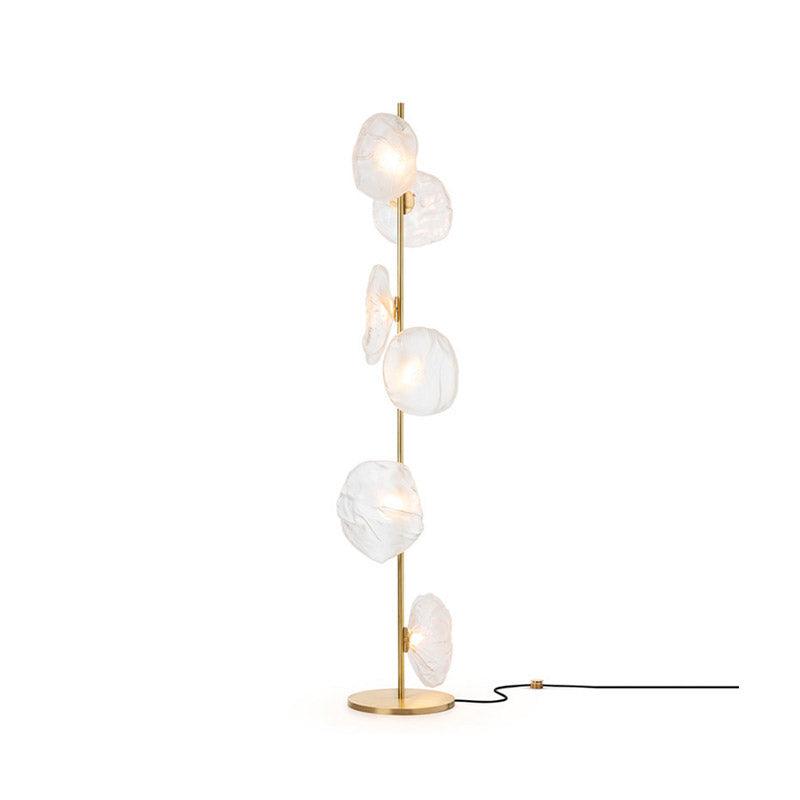 Elegant Handcrafted Glass Petal Standing Floor Lamp with Modern Melt Lava Effect Shades