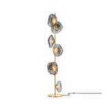 Elegant Handcrafted Glass Petal Standing Floor Lamp with Modern Melt Lava Effect Shades