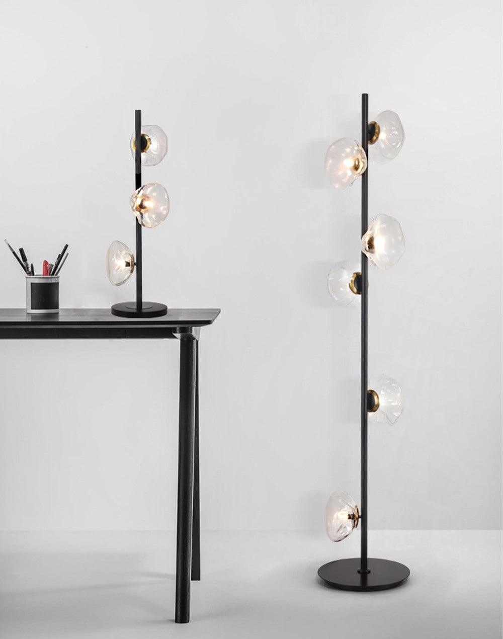 Modern Handcrafted Glass Petal Table Lamp with Melted Lava Shade Design