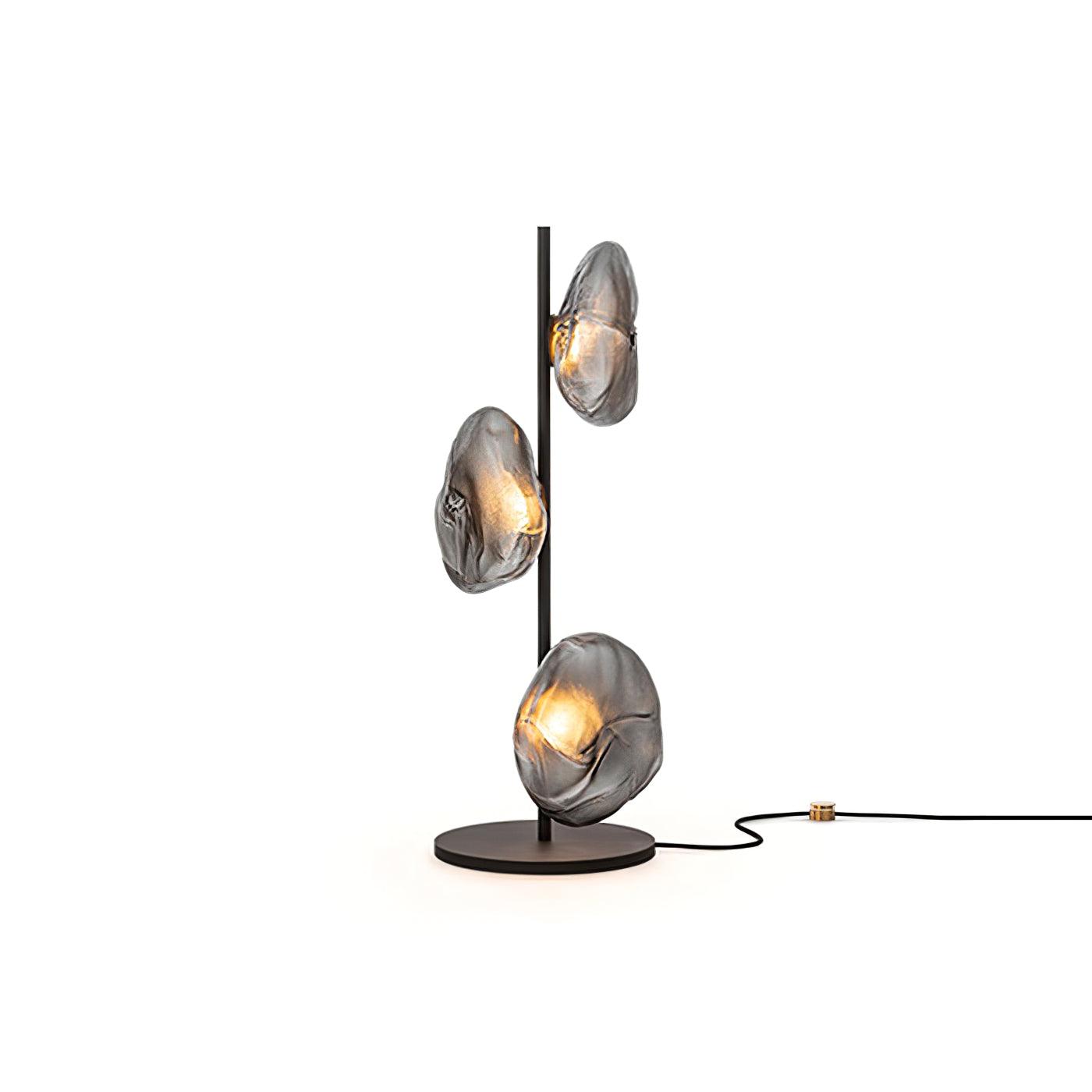 Modern Handcrafted Glass Petal Table Lamp with Melted Lava Shade Design