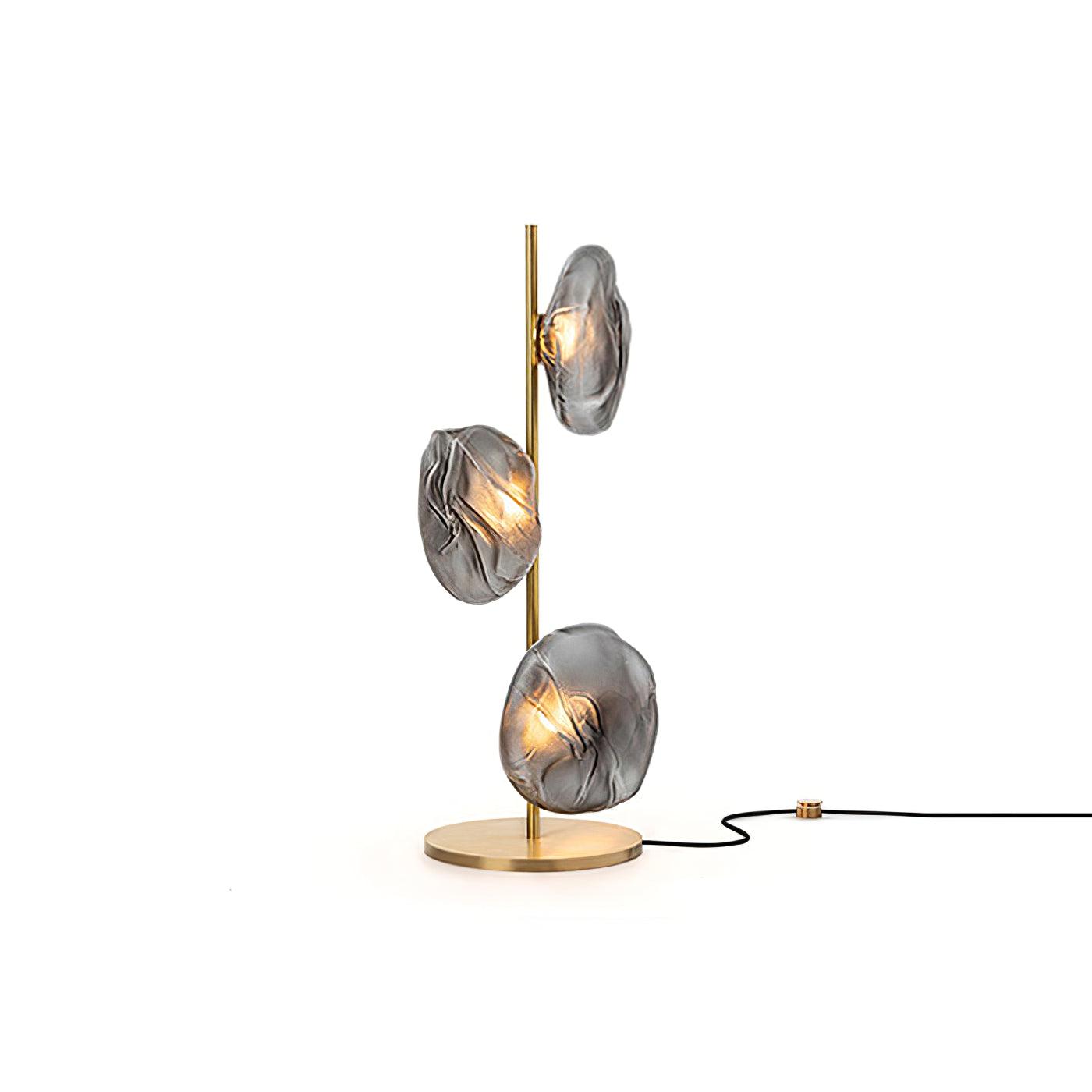 Modern Handcrafted Glass Petal Table Lamp with Melted Lava Shade Design