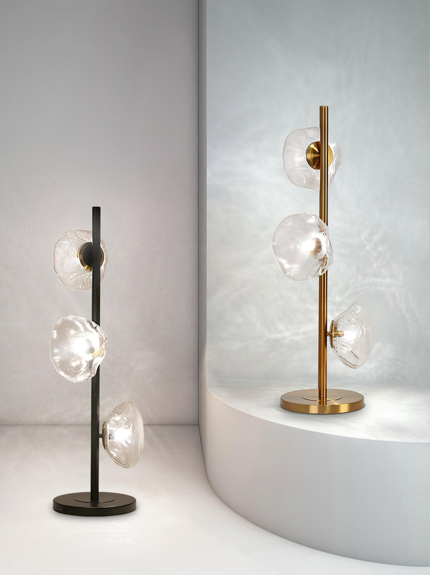 Modern Handcrafted Glass Petal Table Lamp with Melted Lava Shade Design