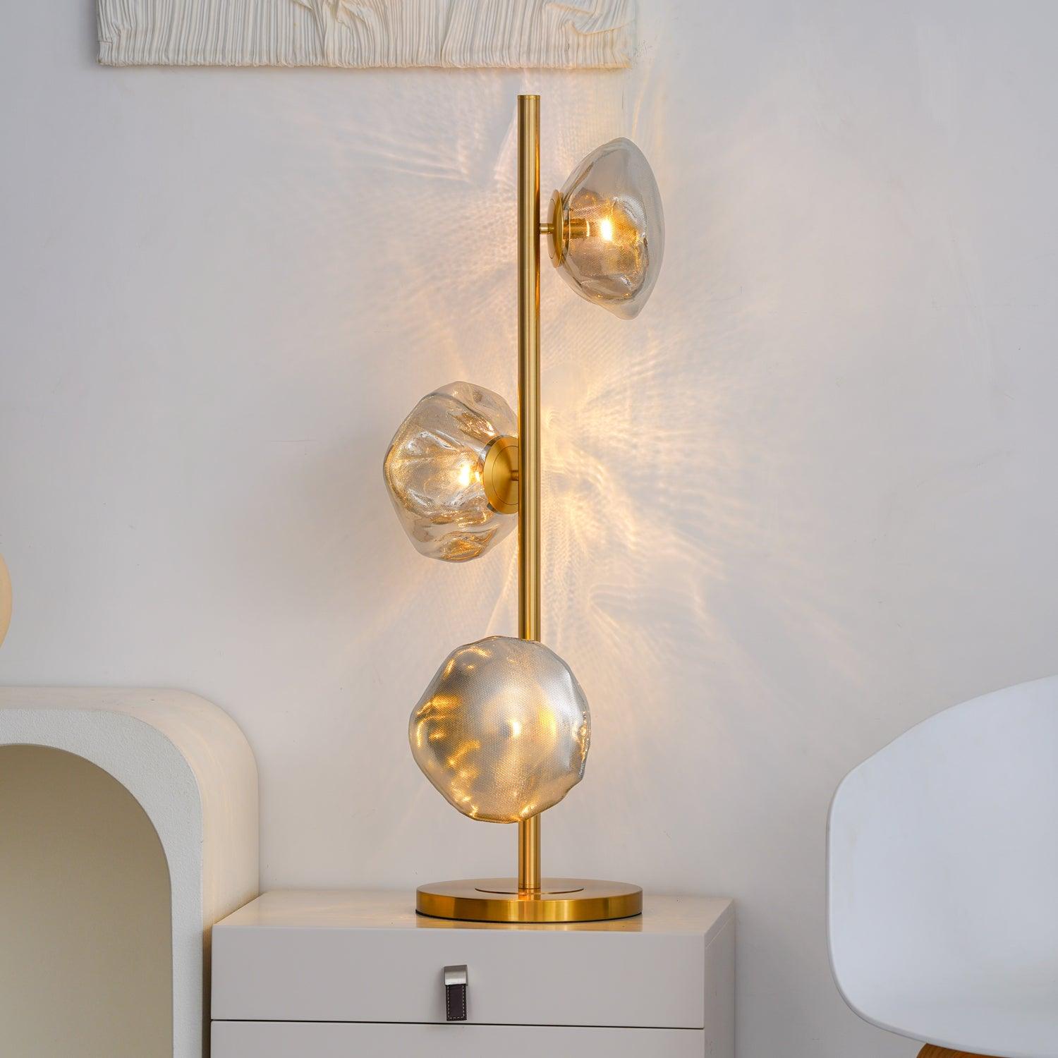 Modern Handcrafted Glass Petal Table Lamp with Melted Lava Shade Design