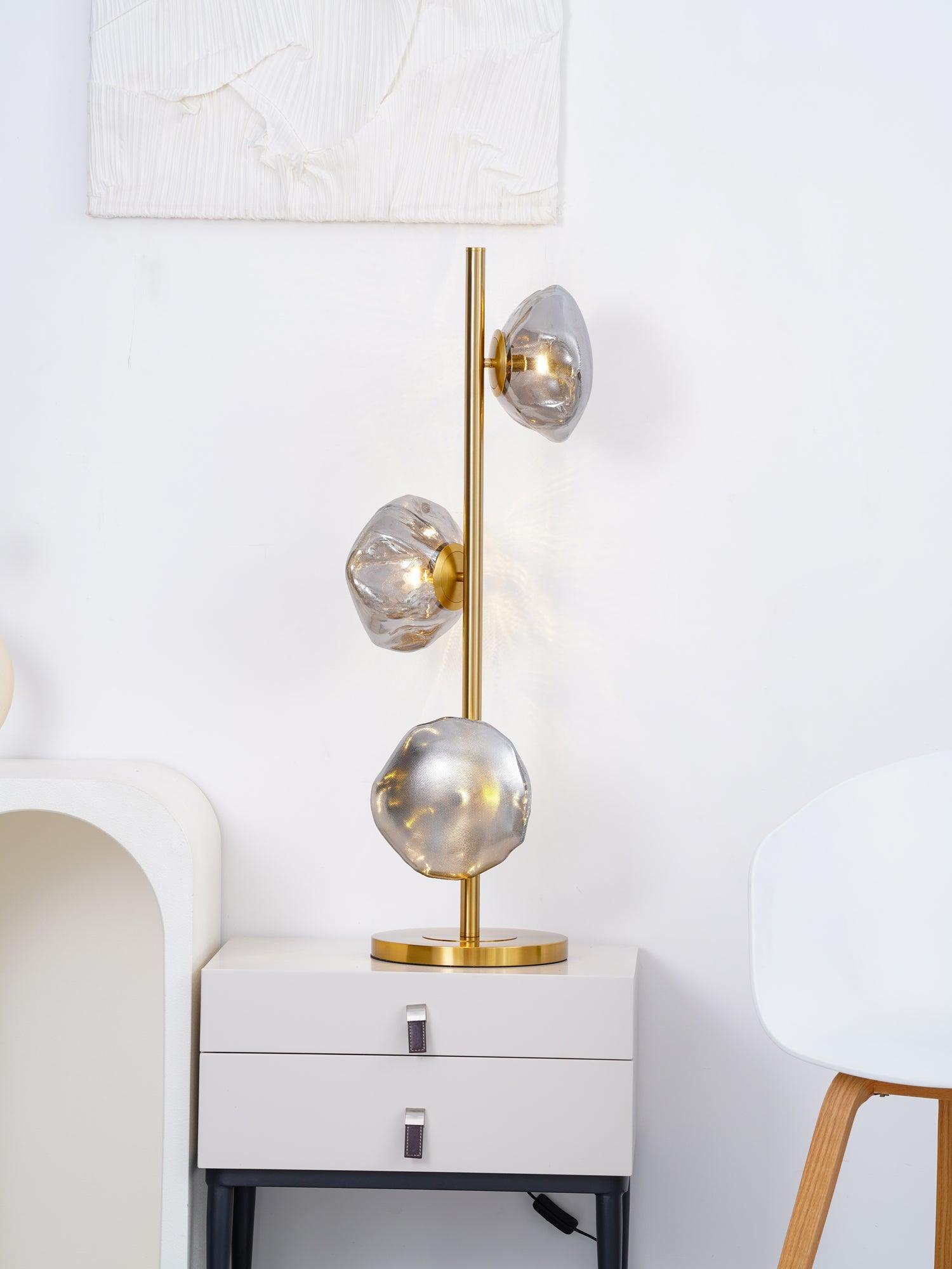 Modern Handcrafted Glass Petal Table Lamp with Melted Lava Shade Design