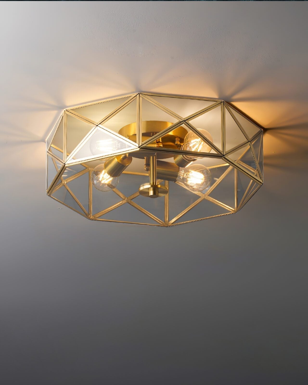 modern-geometric-polyhedron-glass-flush-mount-ceiling-light-brass-metal-base-industrial-retro-fixture