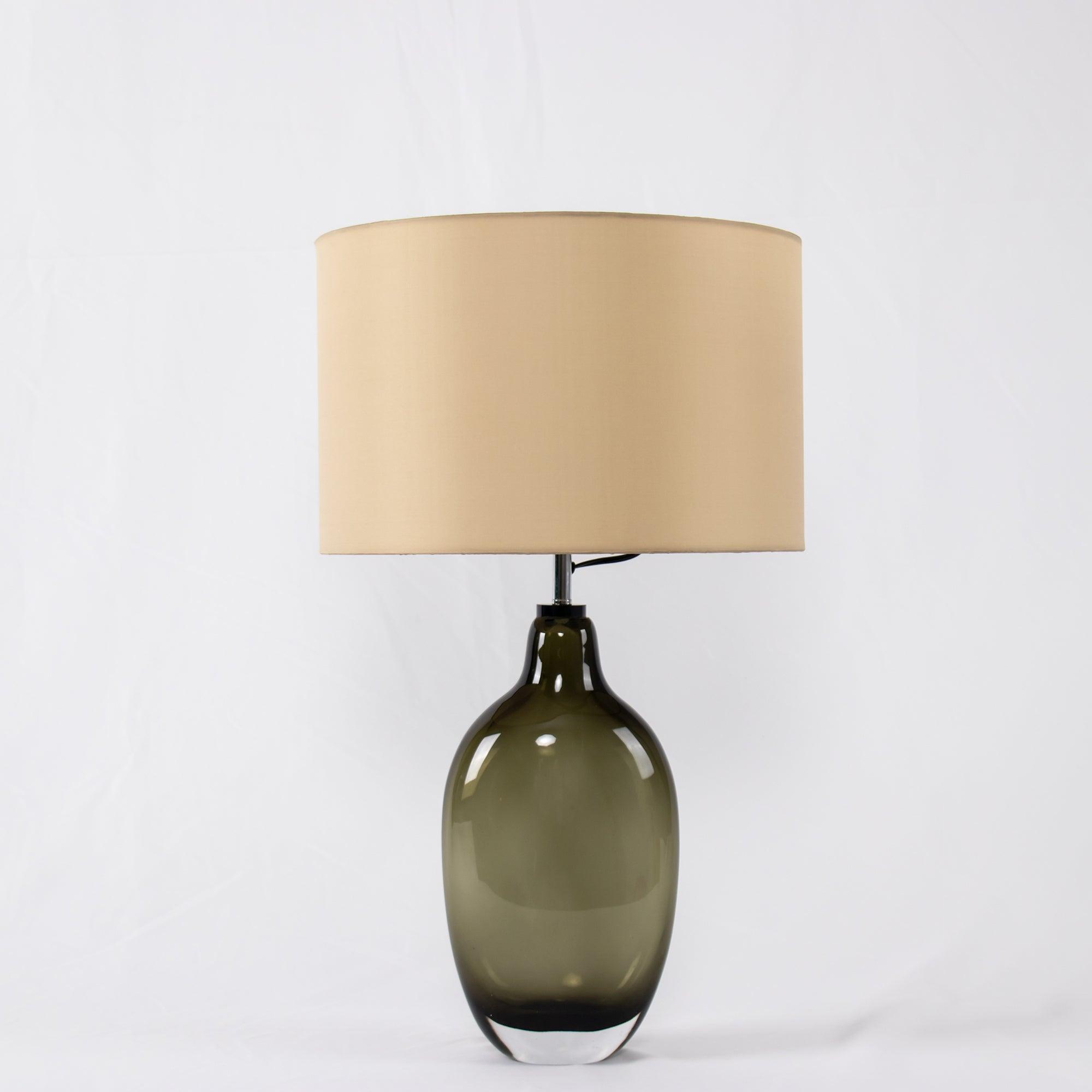 Luxury Smoky Glazed Crystal Table Lamp with Fabric Shade for Elegant Bedroom Lighting