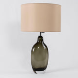 Luxury Smoky Glazed Crystal Table Lamp with Fabric Shade for Elegant Bedroom Lighting