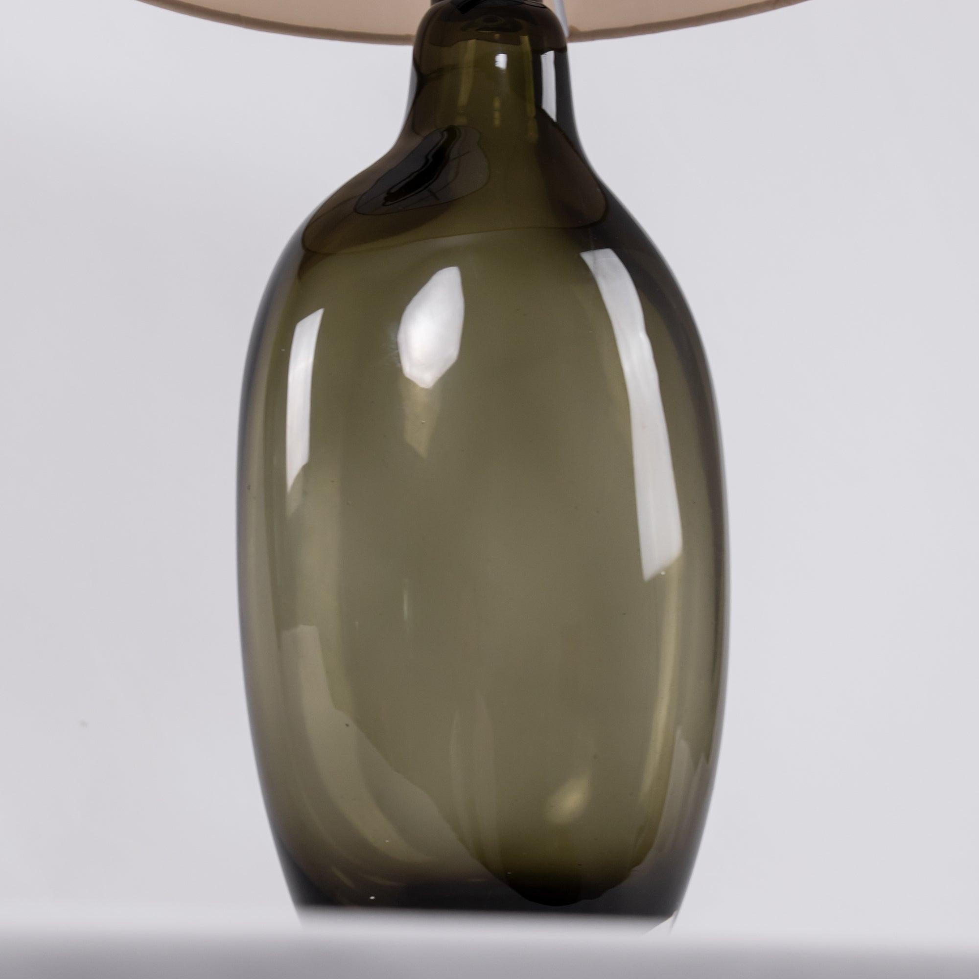 Luxury Smoky Glazed Crystal Table Lamp with Fabric Shade for Elegant Bedroom Lighting