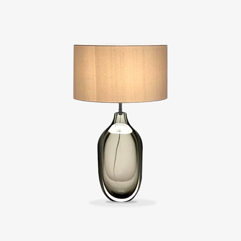 Luxury Smoky Glazed Crystal Table Lamp with Fabric Shade for Elegant Bedroom Lighting