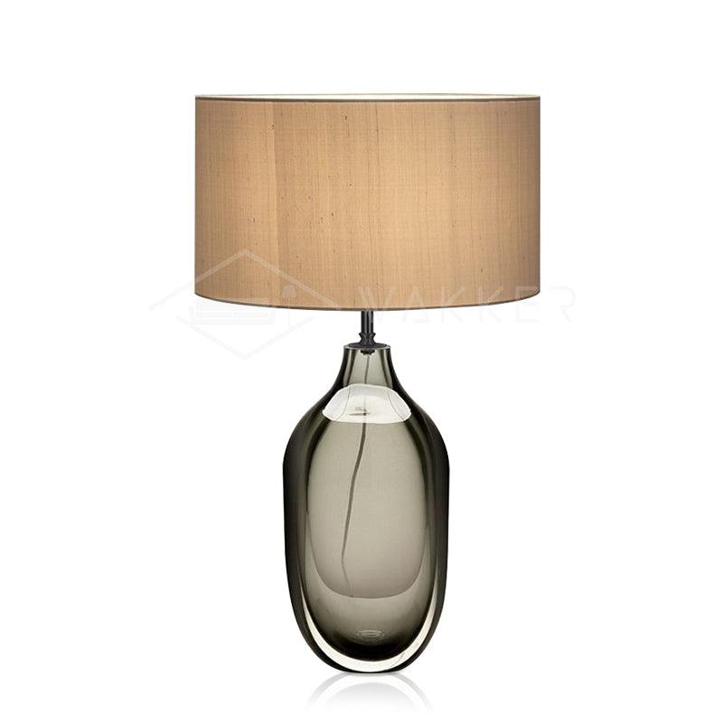 Luxury Smoky Glazed Crystal Table Lamp with Fabric Shade for Elegant Bedroom Lighting