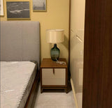 Luxury Smoky Glazed Crystal Table Lamp with Fabric Shade for Elegant Bedroom Lighting
