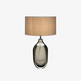 Luxury Smoky Glazed Crystal Table Lamp with Fabric Shade for Elegant Bedroom Lighting