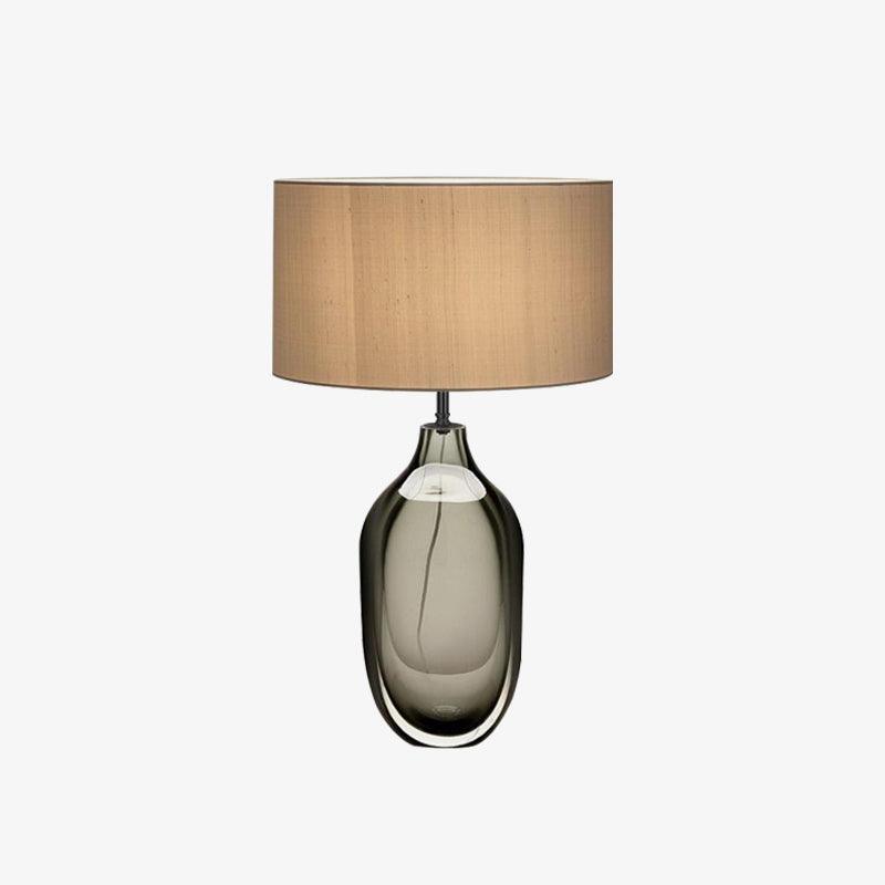 Luxury Smoky Glazed Crystal Table Lamp with Fabric Shade for Elegant Bedroom Lighting