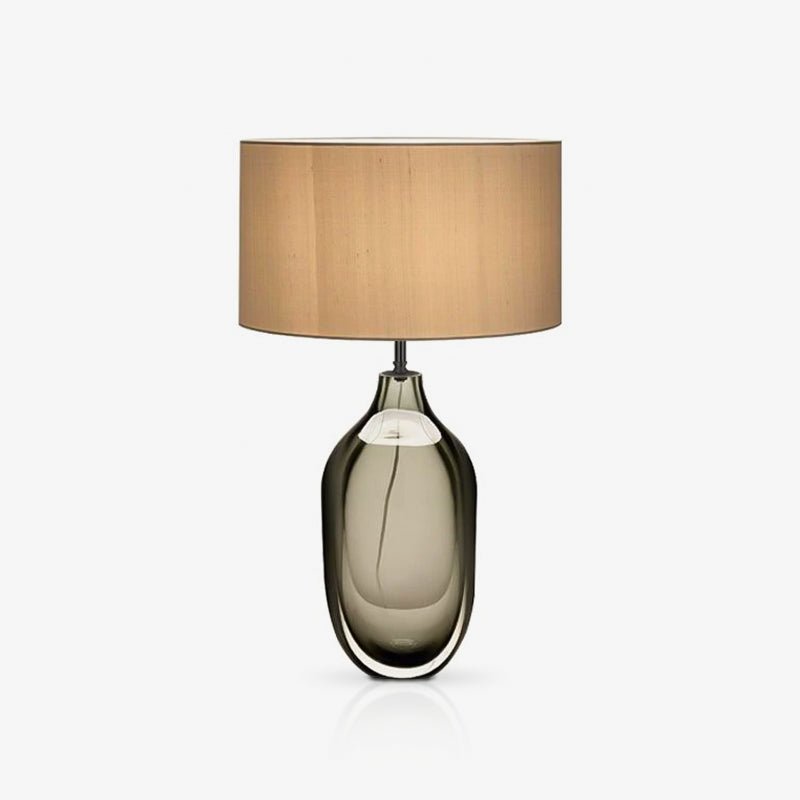 Luxury Smoky Glazed Crystal Table Lamp with Fabric Shade for Elegant Bedroom Lighting
