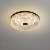 Modern Striped Glass Flush Mount Ceiling Light with Brass Finish and Integrated LED
