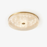 Modern Striped Glass Flush Mount Ceiling Light with Brass Finish and Integrated LED