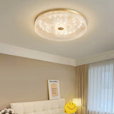 Modern Striped Glass Flush Mount Ceiling Light with Brass Finish and Integrated LED