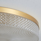 Modern Striped Glass Flush Mount Ceiling Light with Brass Finish and Integrated LED