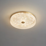 Modern Striped Glass Flush Mount Ceiling Light with Brass Finish and Integrated LED