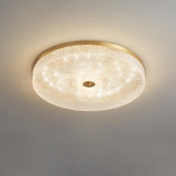Modern Striped Glass Flush Mount Ceiling Light with Brass Finish and Integrated LED