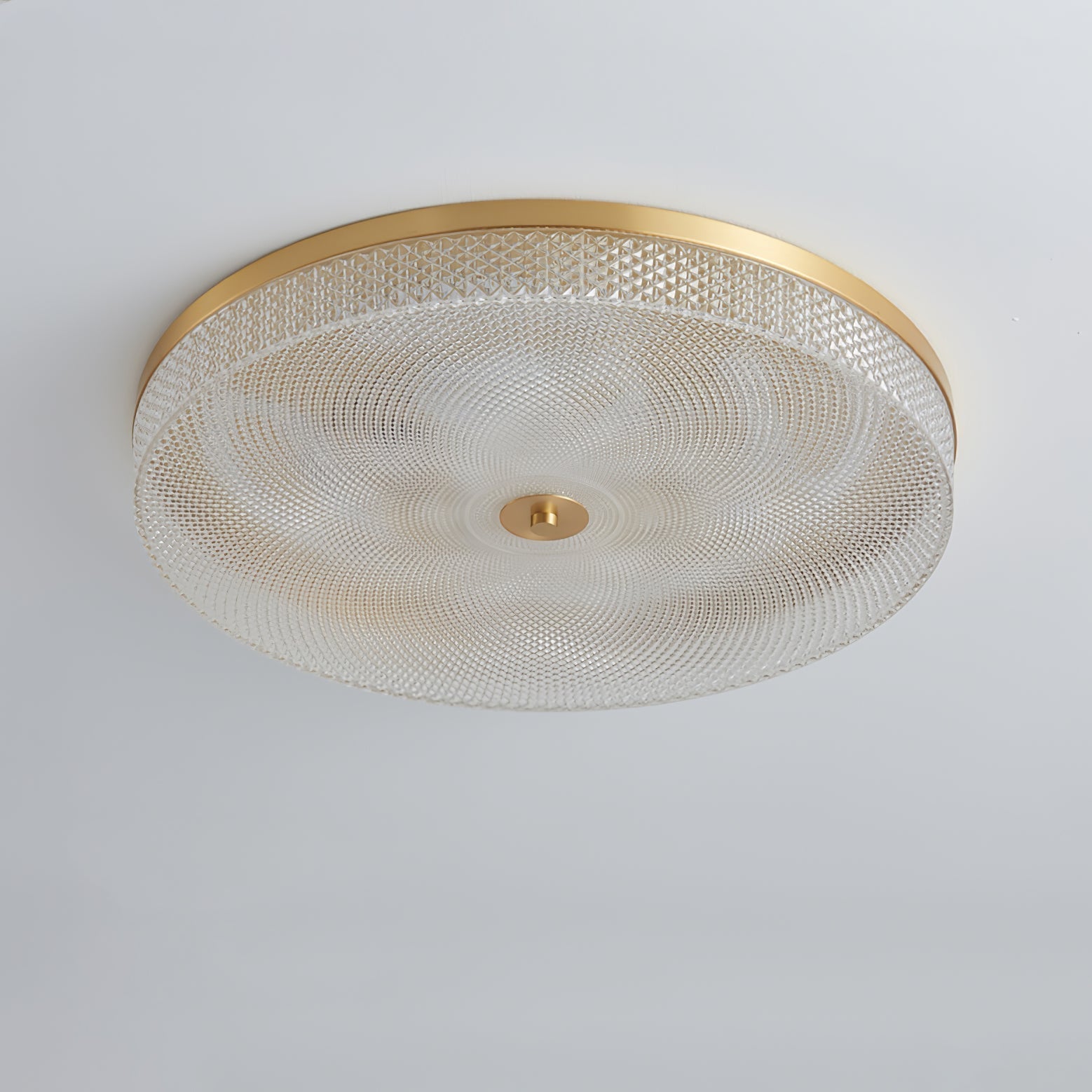 Modern Striped Glass Flush Mount Ceiling Light with Brass Finish and Integrated LED