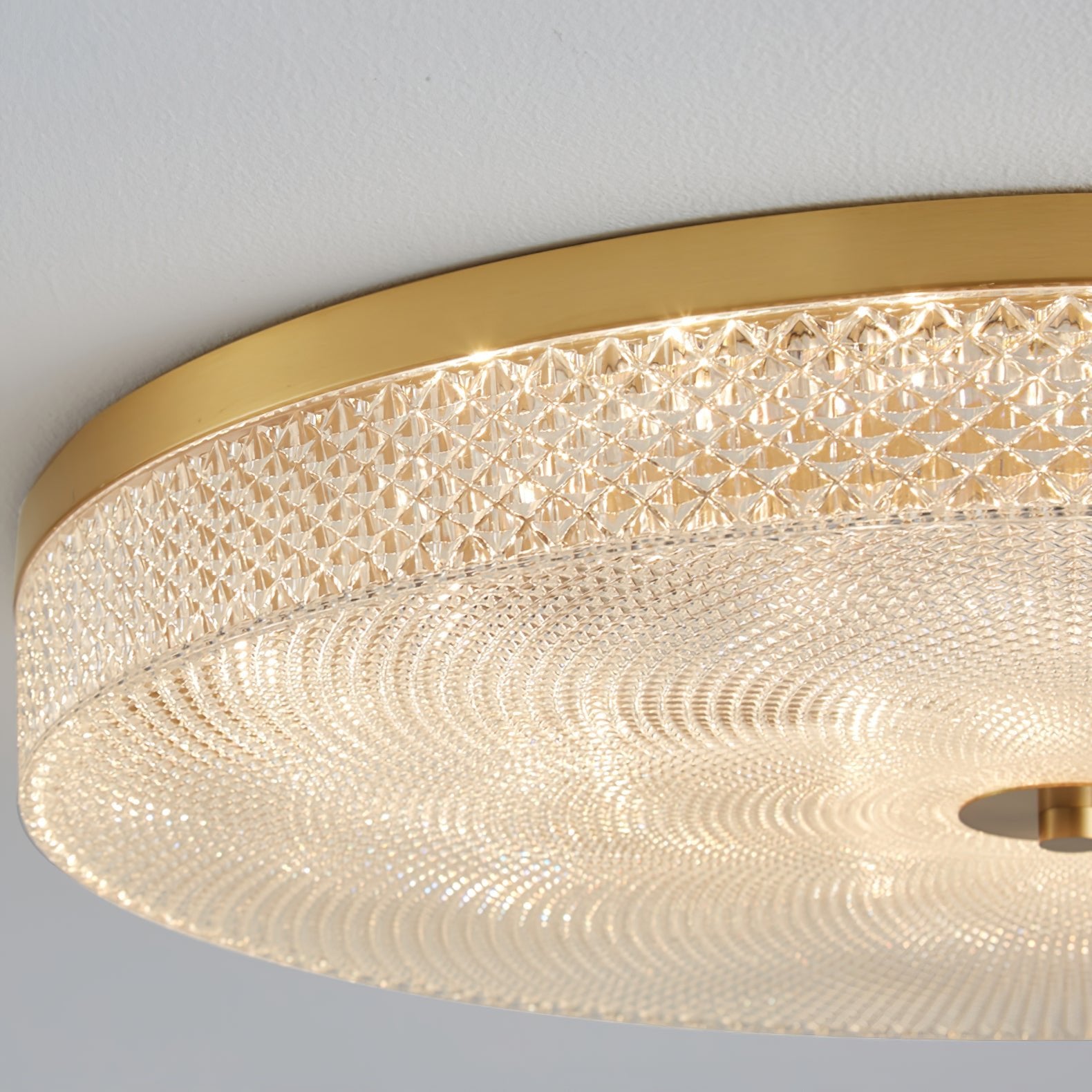 Modern Striped Glass Flush Mount Ceiling Light with Brass Finish and Integrated LED