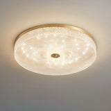 Modern Striped Glass Flush Mount Ceiling Light with Brass Finish and Integrated LED