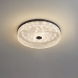 Modern Striped Glass Flush Mount Ceiling Light with Brass Finish and Integrated LED