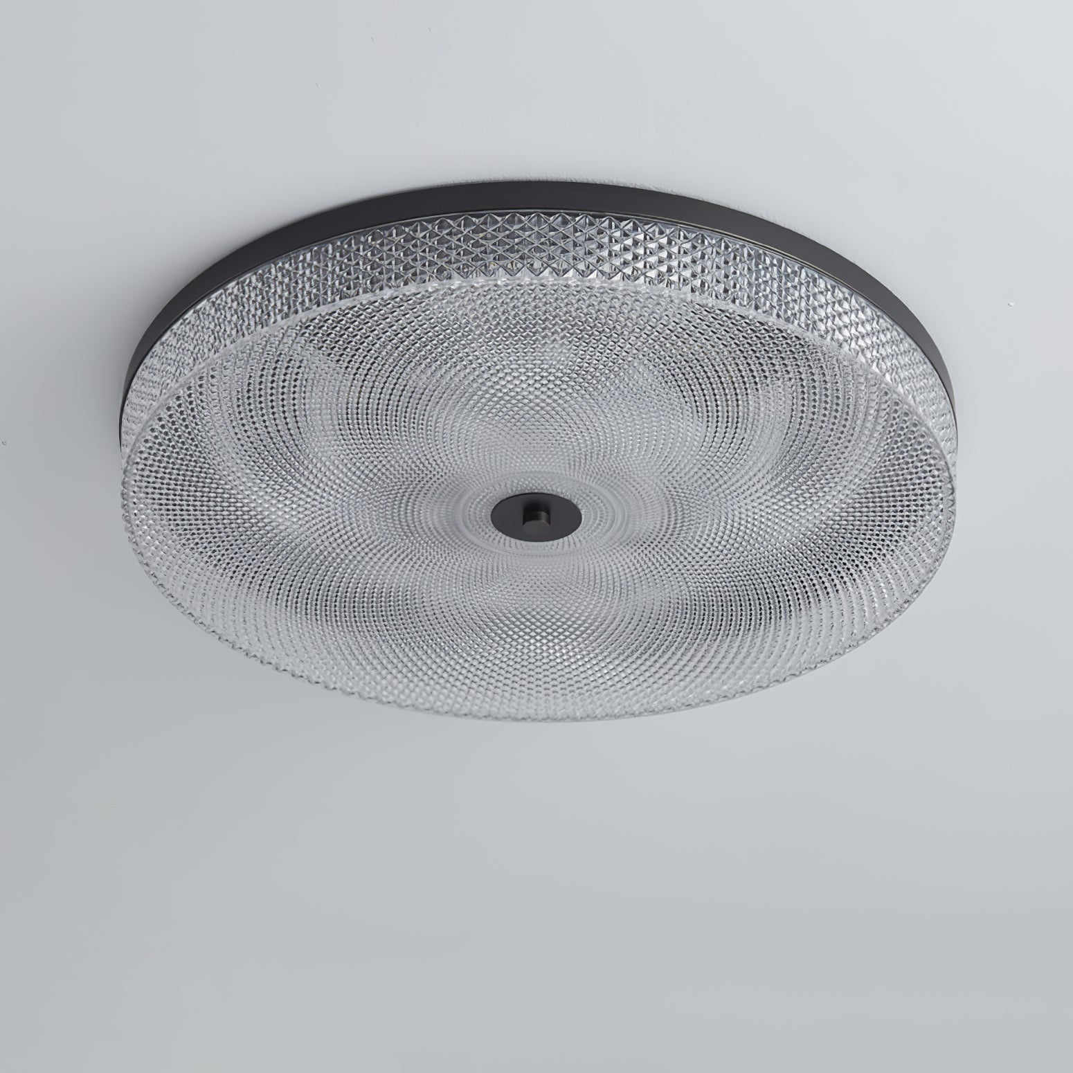 Modern Striped Glass Flush Mount Ceiling Light with Brass Finish and Integrated LED