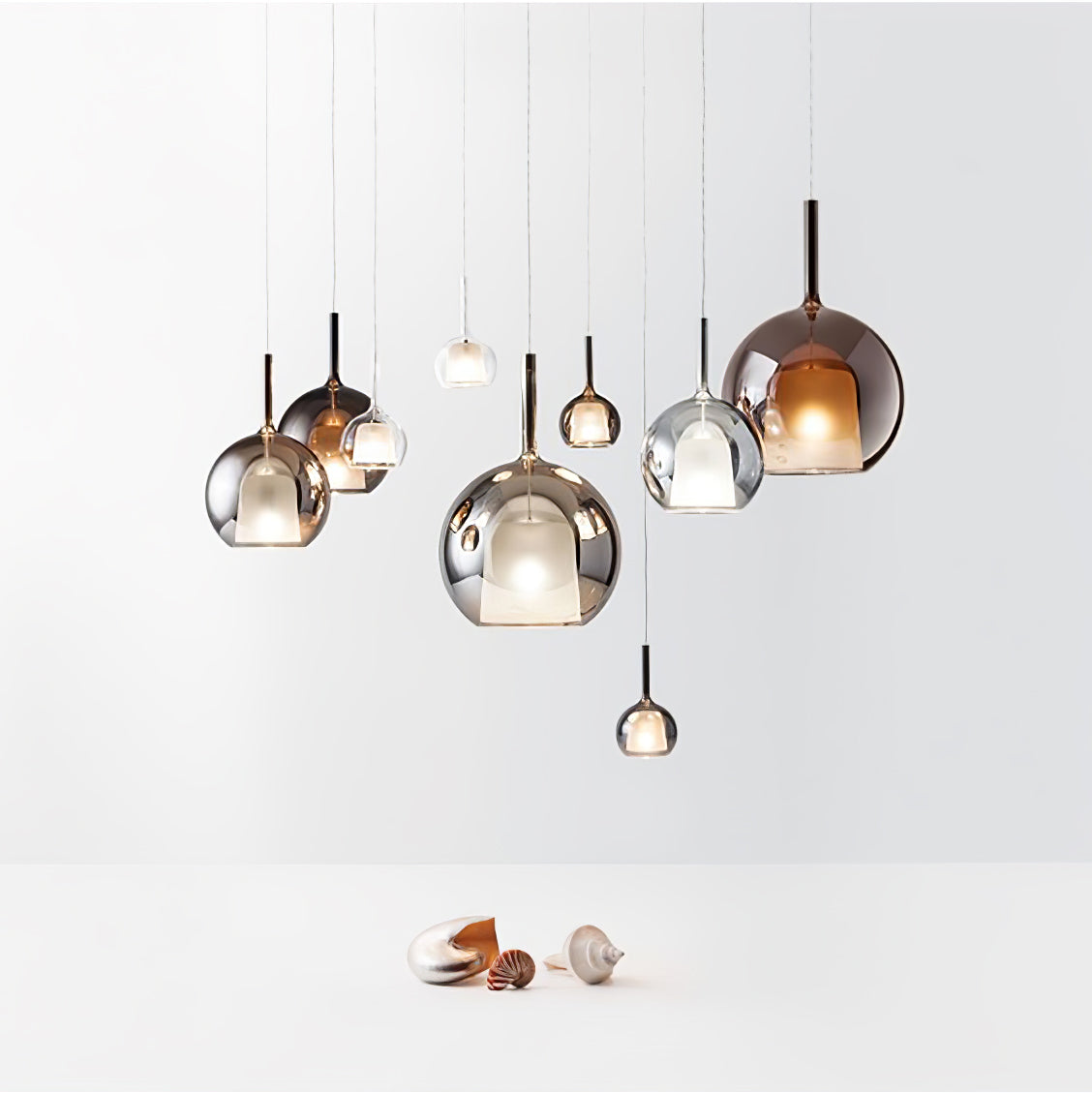 Glo Modern Glass Globe Pendant Light with Metallic Finish for Interior Lighting