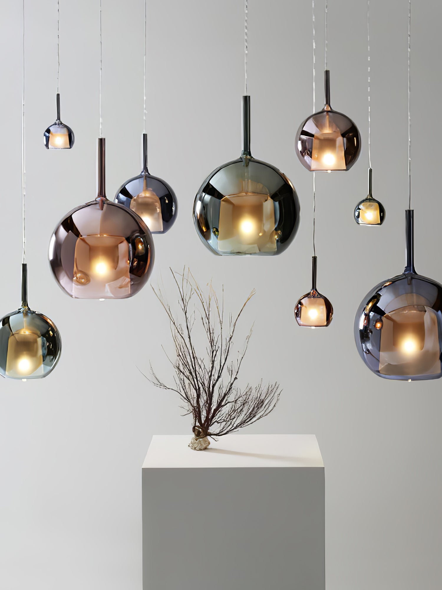 Glo Modern Glass Globe Pendant Light with Metallic Finish for Interior Lighting