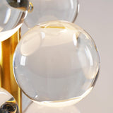 Modern Glass Sphere Table Lamp with Sculptural Marble Base and Brass Dome