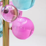 Modern Glass Sphere Table Lamp with Sculptural Marble Base and Brass Dome