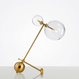 Modern Gold Metal Pearl Globe Table Lamp with Blown Glass Shade for Living Room