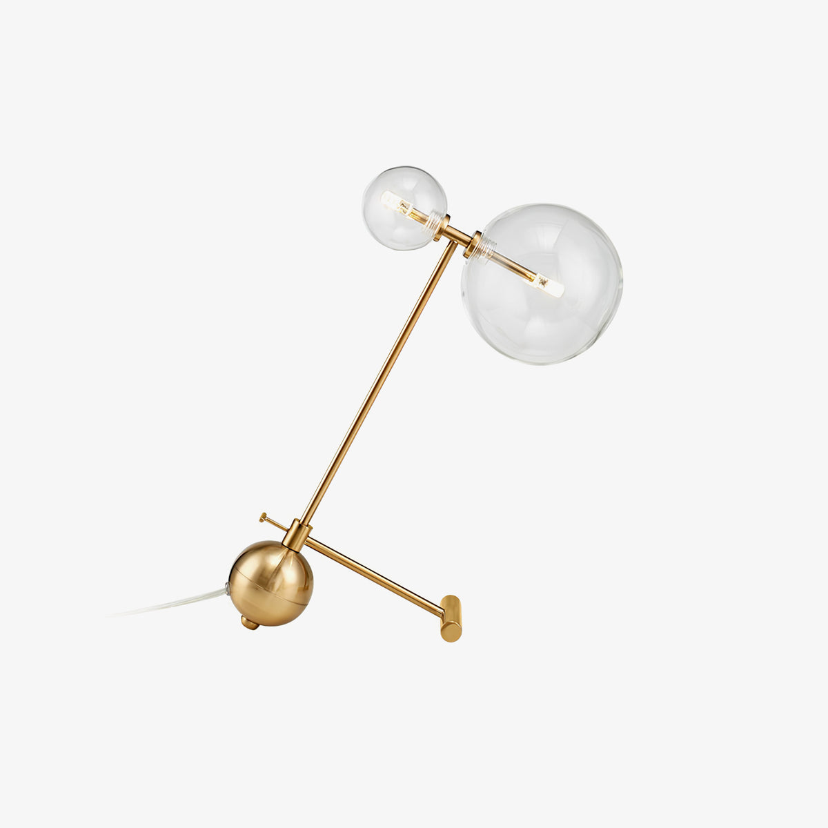 Modern Gold Metal Pearl Globe Table Lamp with Blown Glass Shade for Living Room