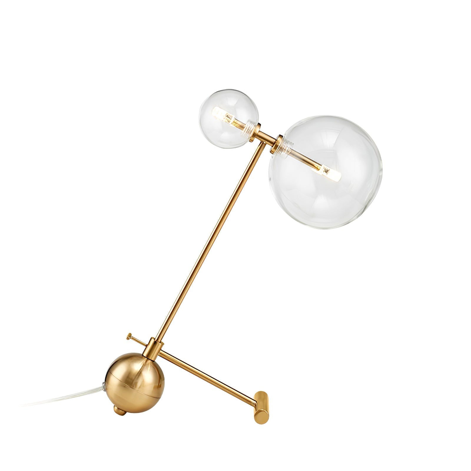 Modern Gold Metal Pearl Globe Table Lamp with Blown Glass Shade for Living Room