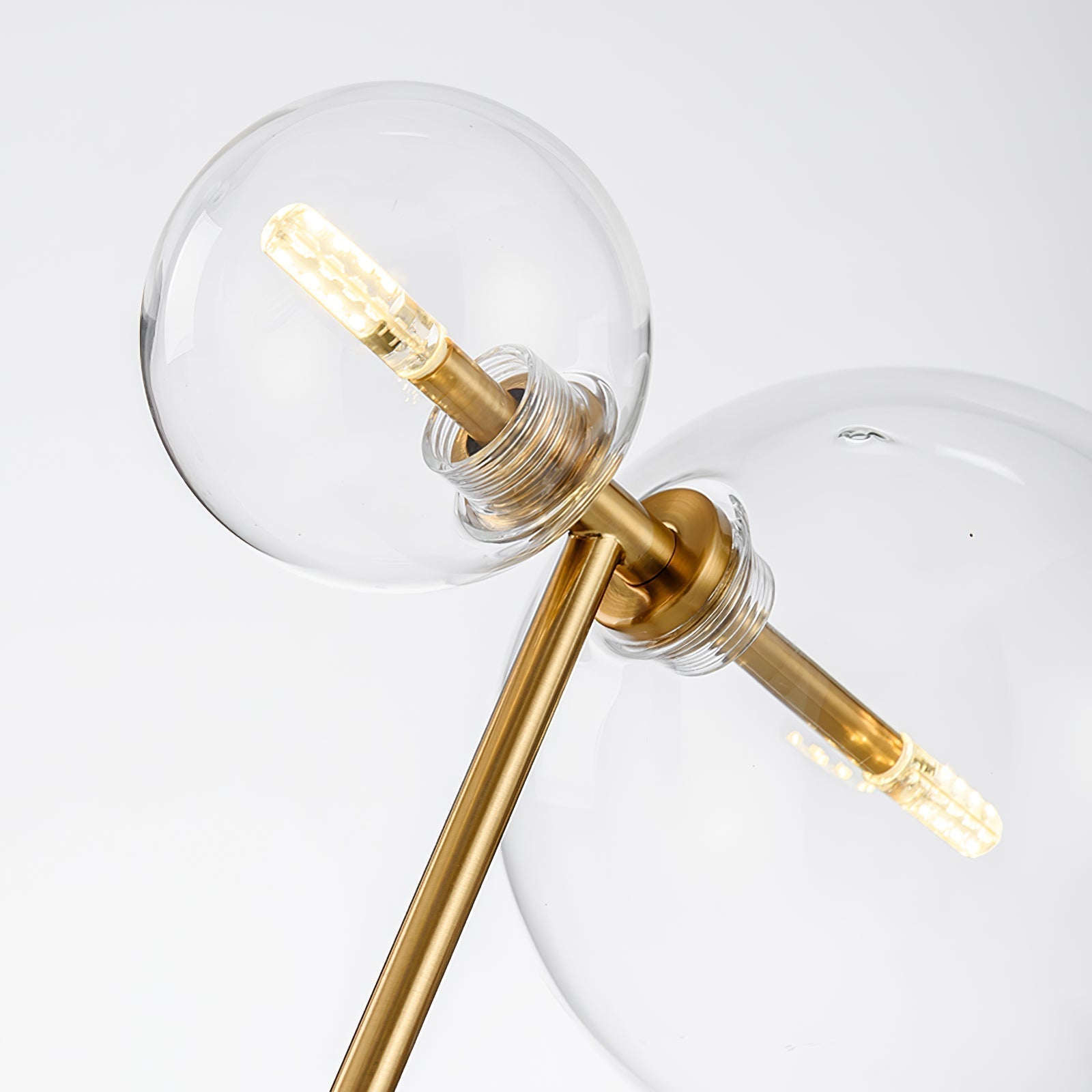 Modern Gold Metal Pearl Globe Table Lamp with Blown Glass Shade for Living Room