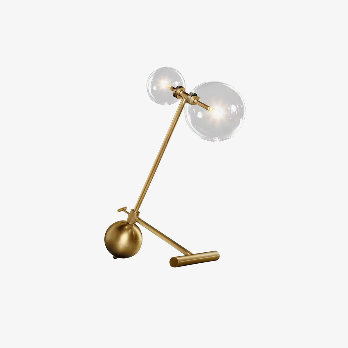 Modern Gold Metal Pearl Globe Table Lamp with Blown Glass Shade for Living Room