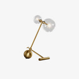 Modern Gold Metal Pearl Globe Table Lamp with Blown Glass Shade for Living Room