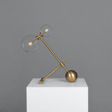 Modern Gold Metal Pearl Globe Table Lamp with Blown Glass Shade for Living Room